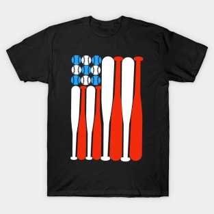 Baseball lovers American flag design T-Shirt